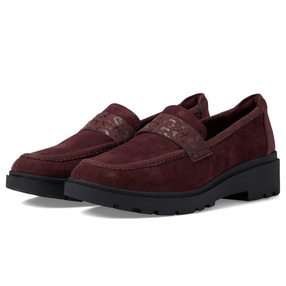 NWT Clarks Women's Calla Ease Loafer Flat, Burgundy Suede, 8 Medium US - Picture 4 of 7